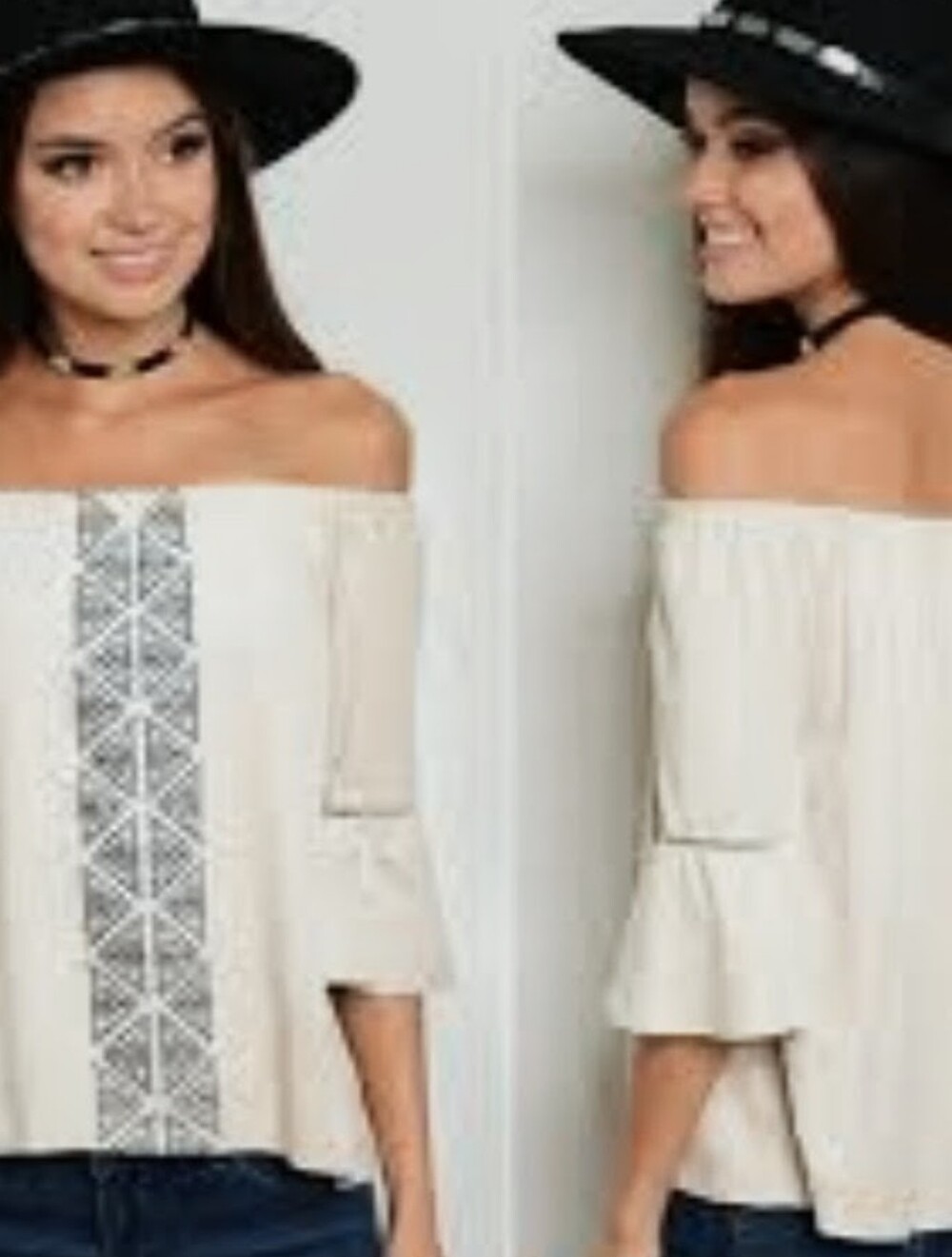 Must Have Cream Off-Shoulder Embroidered Tunic